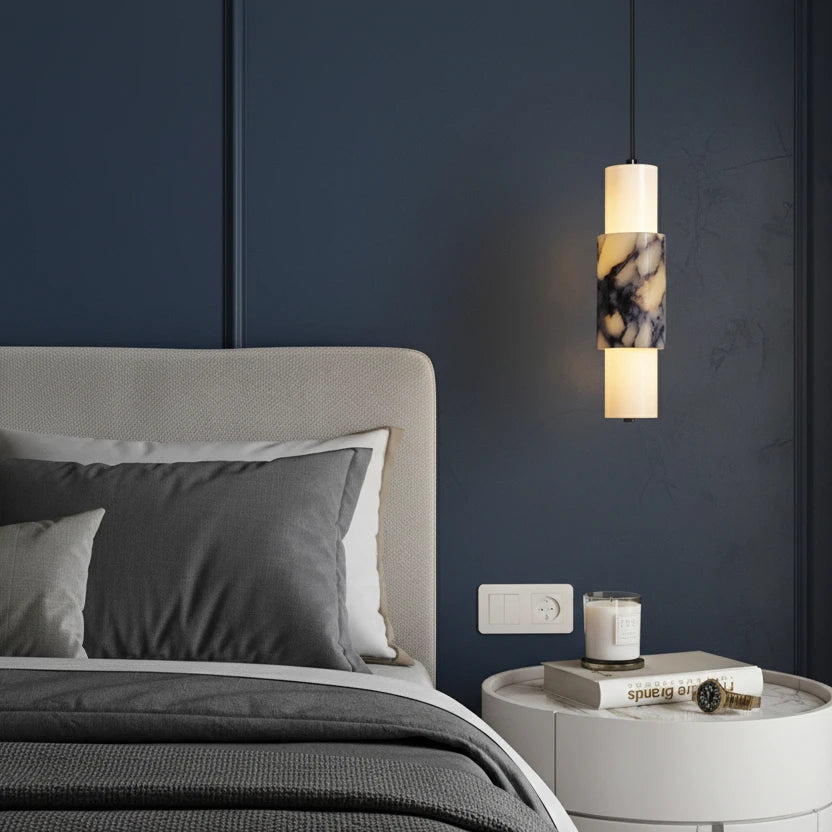 Zorv Minimalist Marble Tube Pendant Light - Lumovique