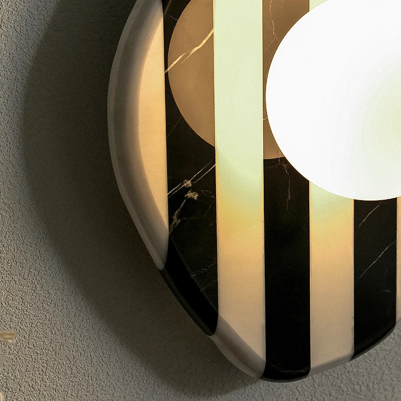 Nexa Retro Striped Marble Globe Wall Sconce - Lumovique