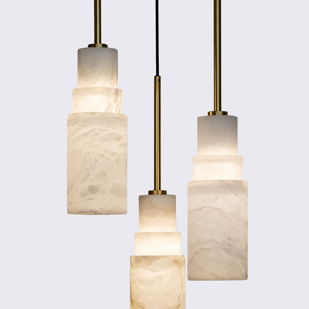 Keno Art Deco Alabaster Stepped Pendant Light - Lumovique