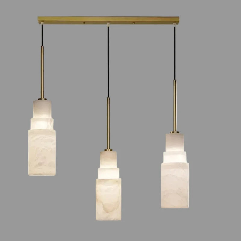 Keno Art Deco Alabaster Stepped Pendant Light - Lumovique