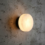 Kelvi Minimalist Round Alabaster Wall Sconce - Lumovique