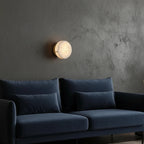 Kelvi Minimalist Round Alabaster Wall Sconce - Lumovique