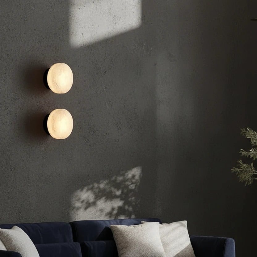 Kelvi Minimalist Round Alabaster Wall Sconce - Lumovique