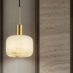 Sezi Minimalist Alabaster Cylinder Pendant Light - Lumovique
