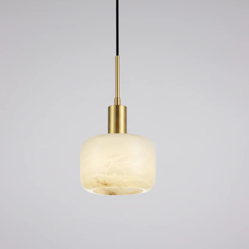 Sezi Minimalist Alabaster Cylinder Pendant Light - Lumovique