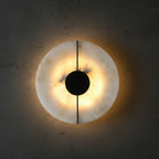 Qivo Minimalist Alabaster Split Disc Wall Sconce - Lumovique