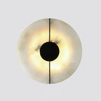 Qivo Minimalist Alabaster Split Disc Wall Sconce - Lumovique