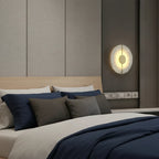 Qivo Minimalist Alabaster Split Disc Wall Sconce - Lumovique