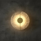Qivo Minimalist Alabaster Split Disc Wall Sconce - Lumovique