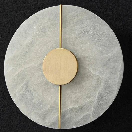 Qivo Minimalist Alabaster Split Disc Wall Sconce - Lumovique