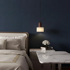 Mavi Japandi Alabaster Wood Cylinder Pendant Light - Lumovique