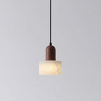 Mavi Japandi Alabaster Wood Cylinder Pendant Light - Lumovique