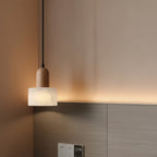 Mavi Japandi Alabaster Wood Cylinder Pendant Light - Lumovique