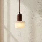 Mavi Japandi Alabaster Wood Cylinder Pendant Light - Lumovique