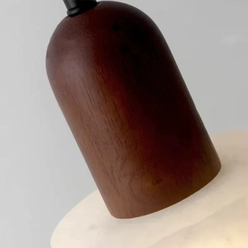 Mavi Japandi Alabaster Wood Cylinder Pendant Light - Lumovique