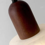 Mavi Japandi Alabaster Wood Cylinder Pendant Light - Lumovique