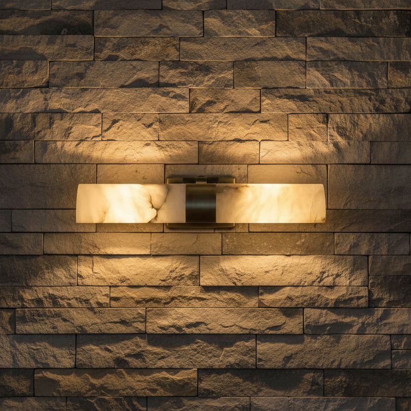 Avio Mid Century Adjustable Alabaster Cylinder Wall Sconce - Lumovique