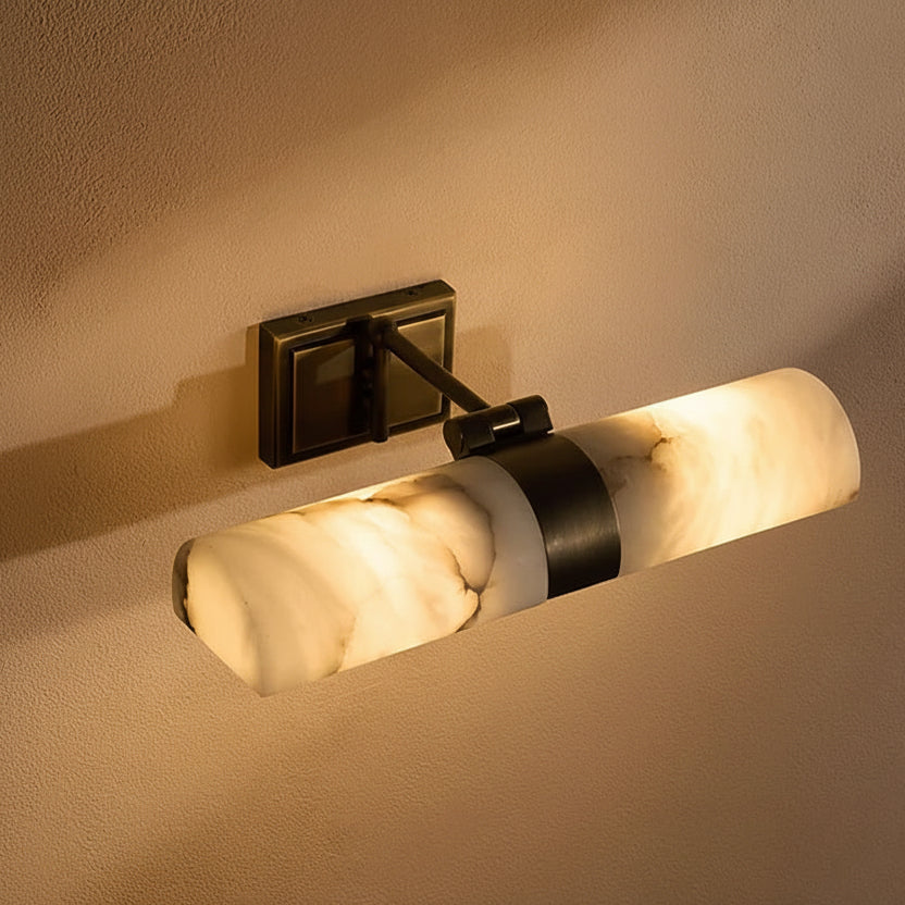 Avio Mid Century Adjustable Alabaster Cylinder Wall Sconce - Lumovique
