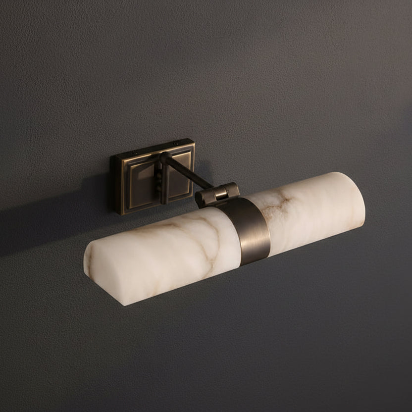 Avio Mid Century Adjustable Alabaster Cylinder Wall Sconce - Lumovique