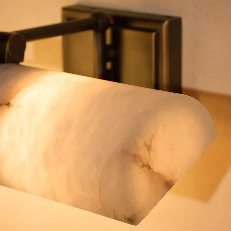 Avio Mid Century Adjustable Alabaster Cylinder Wall Sconce - Lumovique