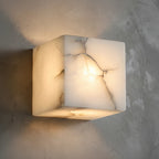 Lure Minimalist Alabaster Cube Wall Sconce - Lumovique