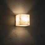 Lure Minimalist Alabaster Cube Wall Sconce - Lumovique