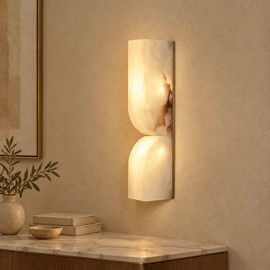 Vexo Art Deco Alabaster Tiered Wall Sconce - Lumovique