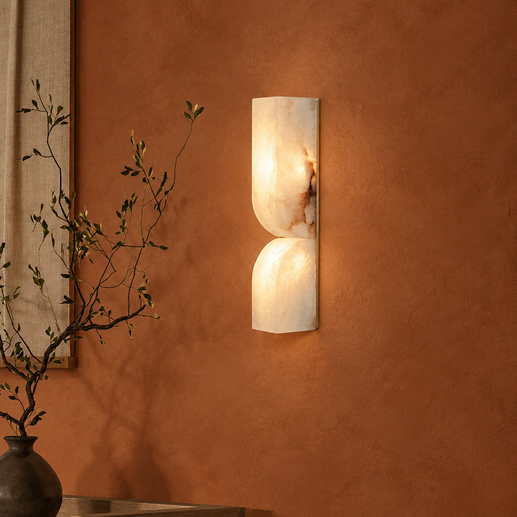Vexo Art Deco Alabaster Tiered Wall Sconce - Lumovique