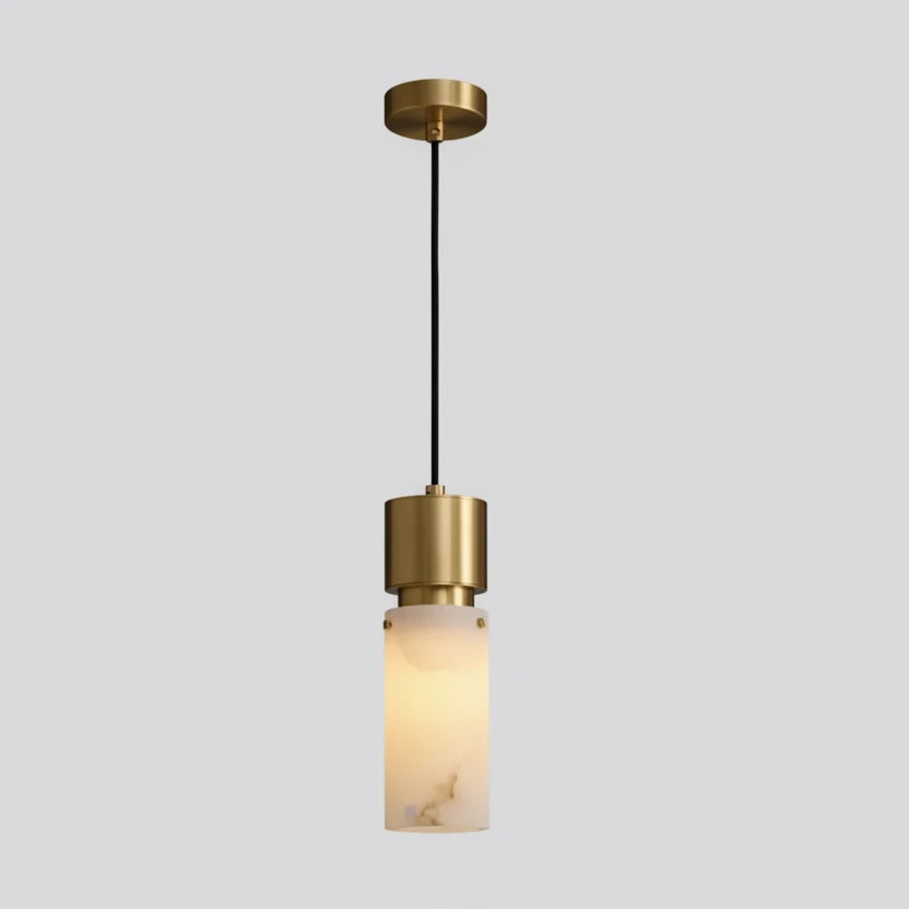 Seso Japandi Alabaster Cylinder Pendant Light - Lumovique