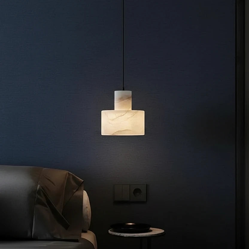 Zize Art Deco Alabaster Tiered Drum Pendant Light - Lumovique