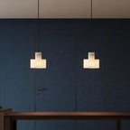 Zize Art Deco Alabaster Tiered Drum Pendant Light - Lumovique