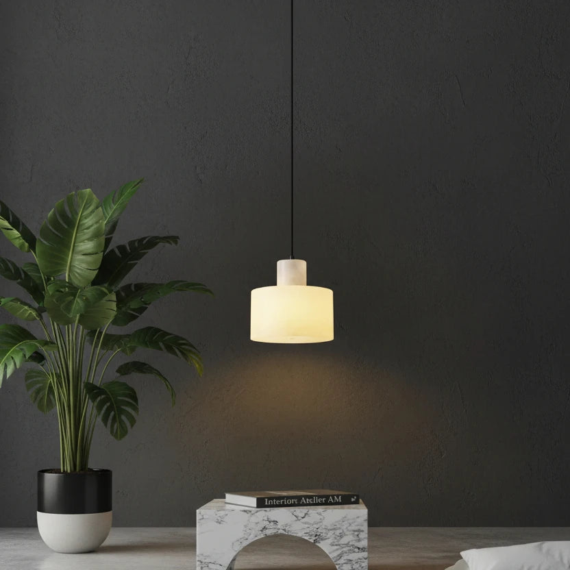 Zize Art Deco Alabaster Tiered Drum Pendant Light - Lumovique