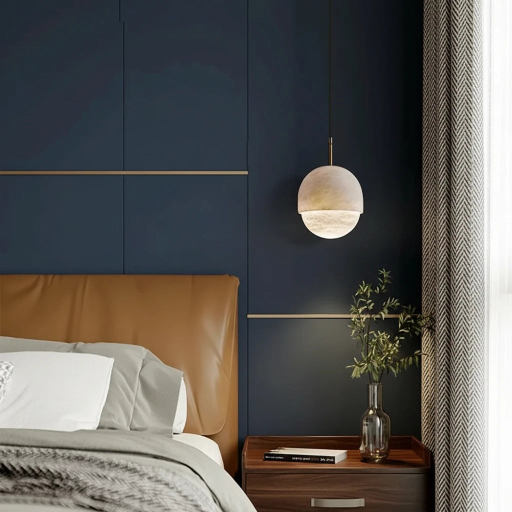 Jexa Minimalist Alabaster Globe Pendant Light - Lumovique