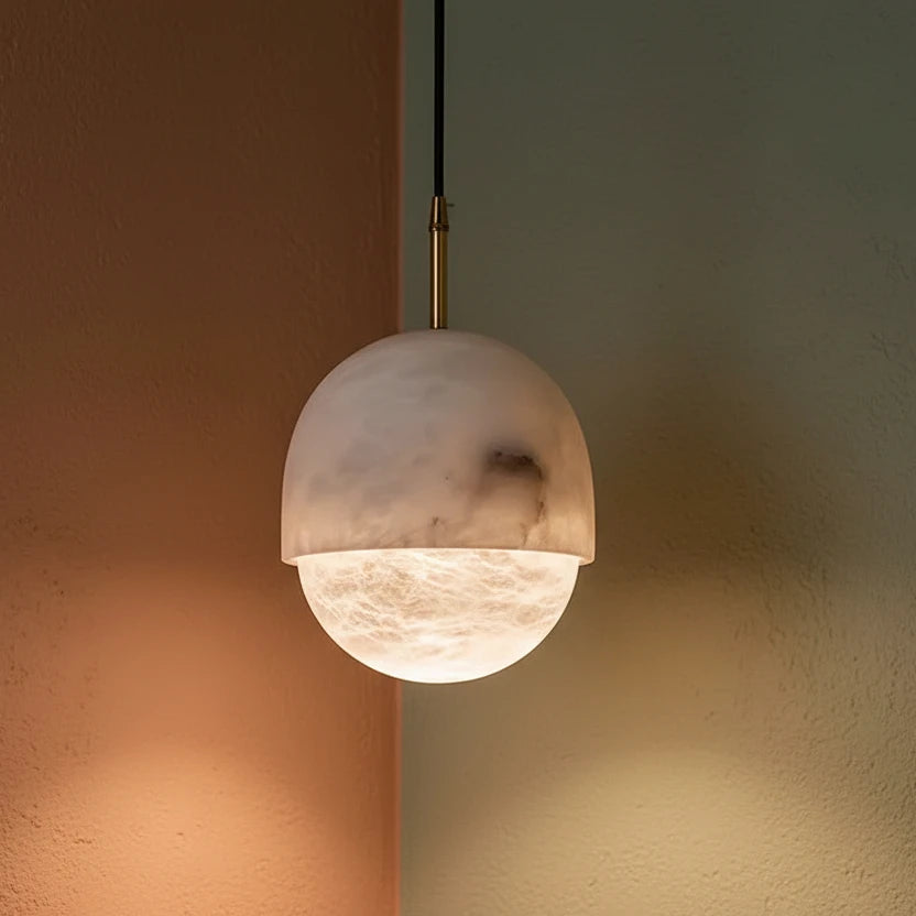Jexa Minimalist Alabaster Globe Pendant Light - Lumovique