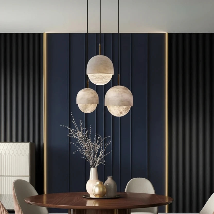 Jexa Minimalist Alabaster Globe Pendant Light - Lumovique
