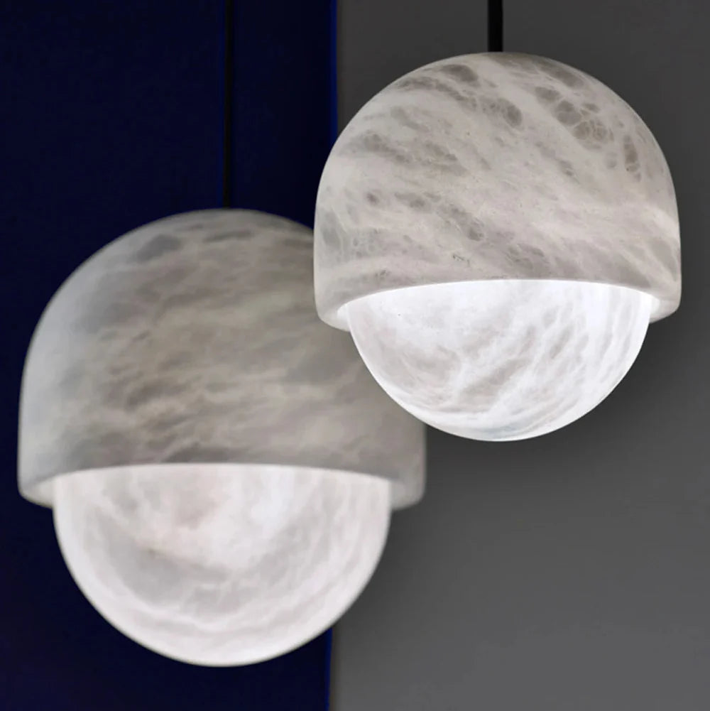 Jexa Minimalist Alabaster Globe Pendant Light - Lumovique