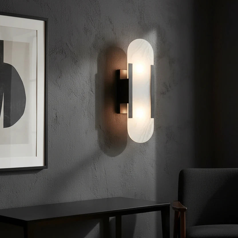 Leso Minimalist Alabaster Pill Wall Sconce - Lumovique