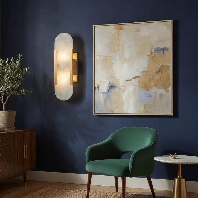 Leso Minimalist Alabaster Pill Wall Sconce - Lumovique