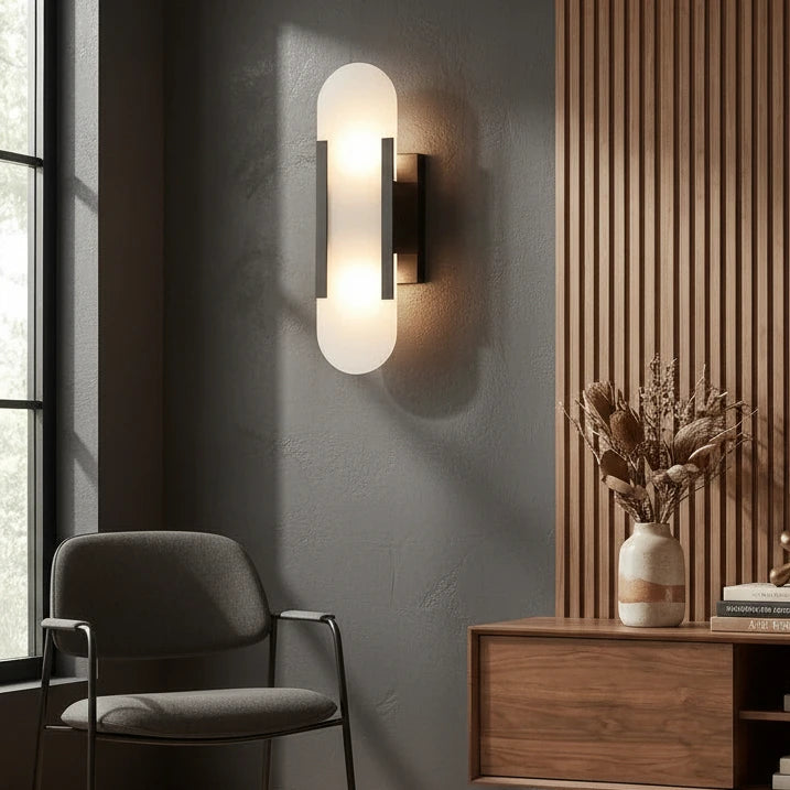Leso Minimalist Alabaster Pill Wall Sconce - Lumovique