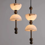 Luvia Mid Century Alabaster Double Dome Pendant Light - Lumovique