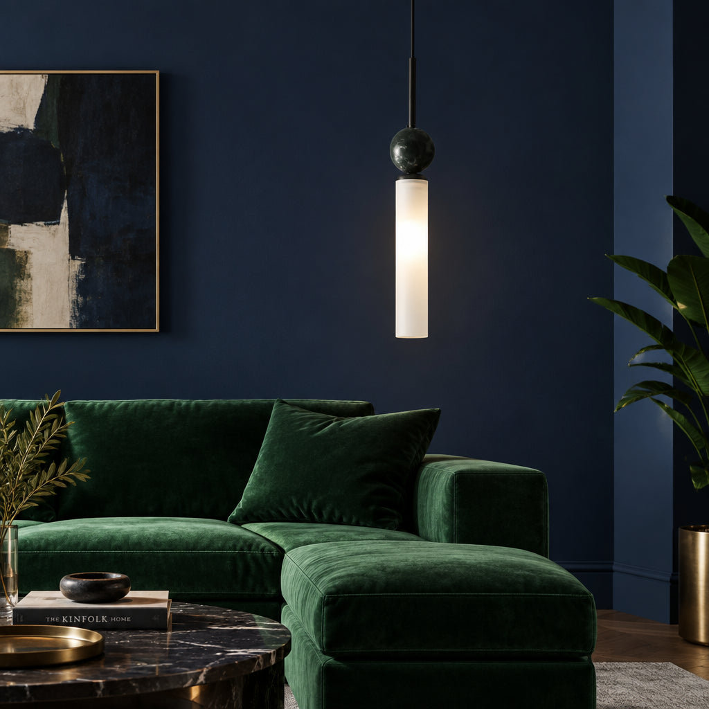 Zyle Mid Century Marble Ball Tube Pendant Light - Lumovique