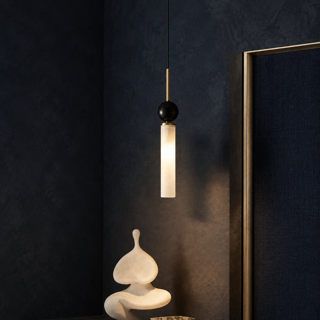 Zyle Mid Century Marble Ball Tube Pendant Light - Lumovique