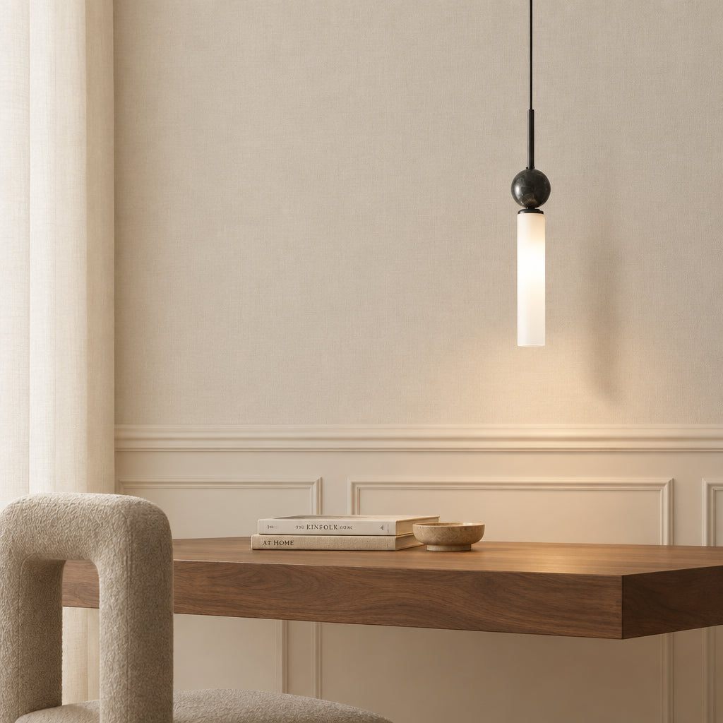Zyle Mid Century Marble Ball Tube Pendant Light - Lumovique