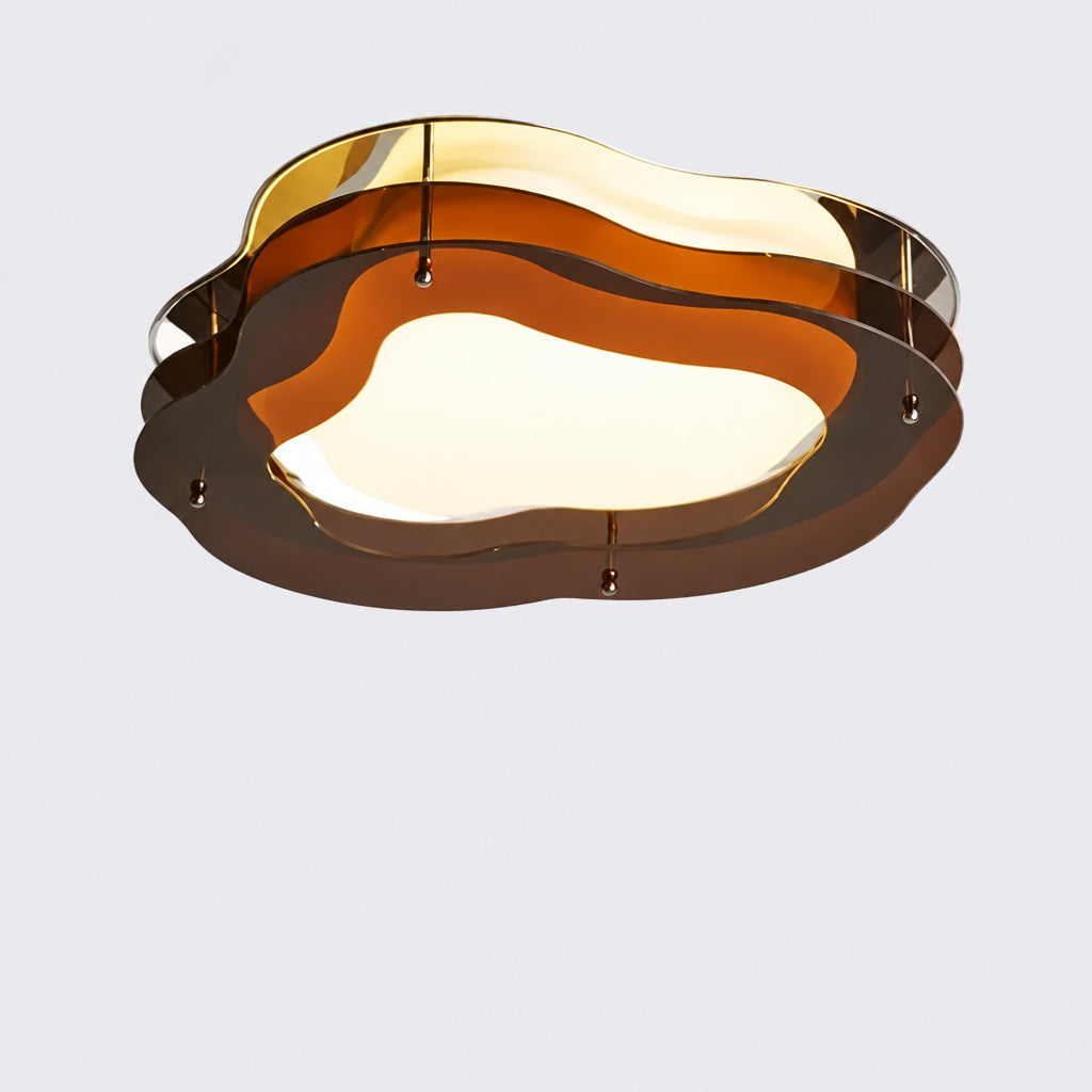 Orvo Mid Century Amber Layered Flush Mount Ceiling Light - Lumovique
