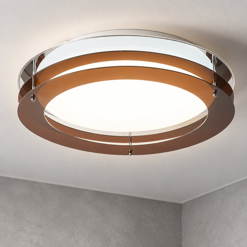 Orvo Mid Century Amber Layered Flush Mount Ceiling Light - Lumovique