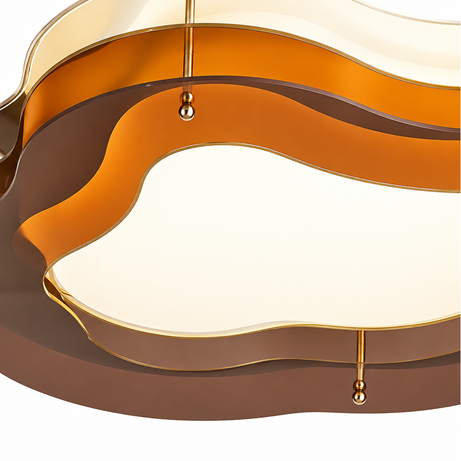 Orvo Mid Century Amber Layered Flush Mount Ceiling Light - Lumovique