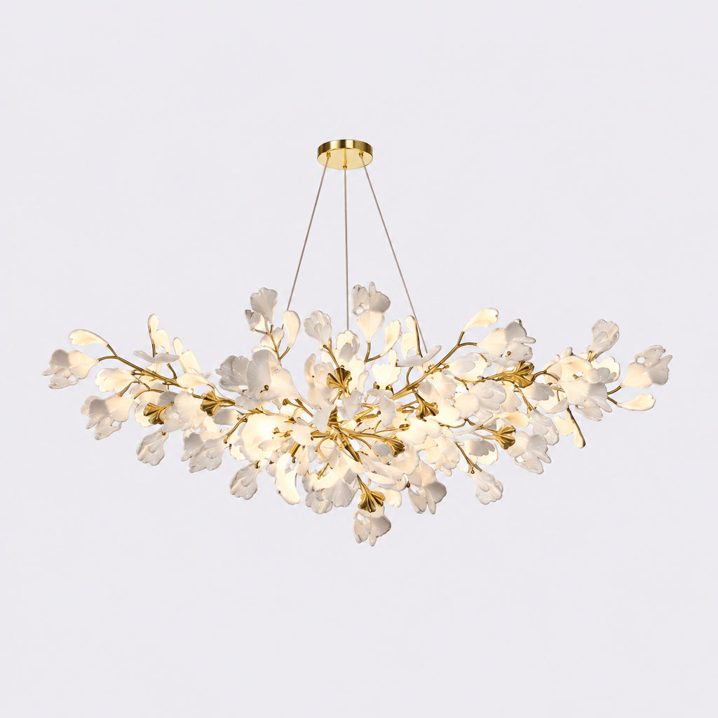 Yavo Ceramic Ginkgo Leaf Branch Chandelier - Lumovique