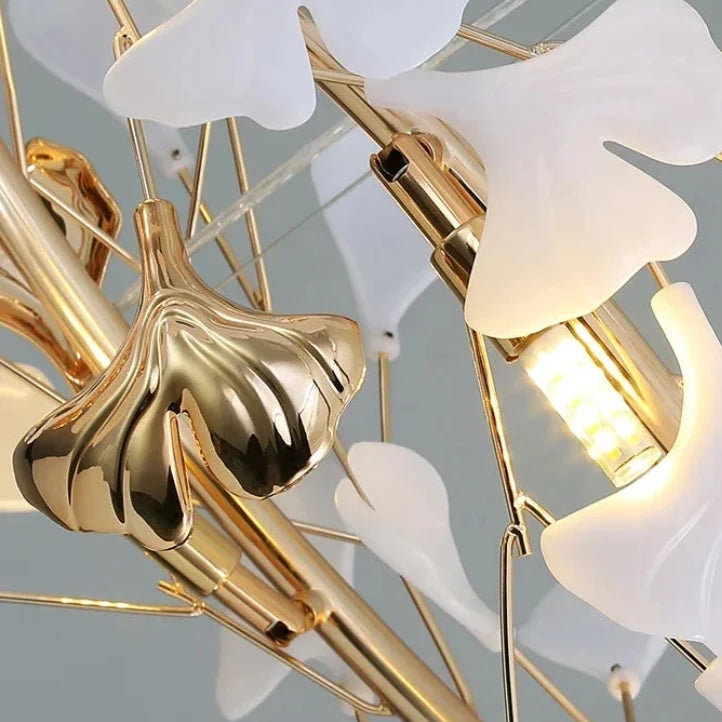 Yavo Ceramic Ginkgo Leaf Branch Chandelier - Lumovique