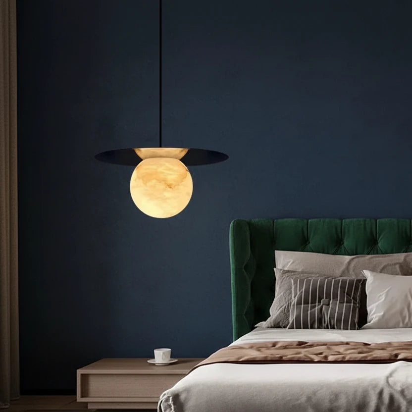 Tezo Japandi Alabaster Globe Pendant Light - Lumovique