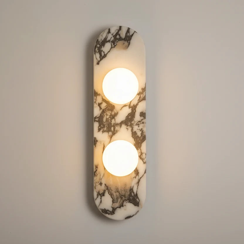 Nuzi Mid Century Marble Glass Globe Wall Sconce - Lumovique